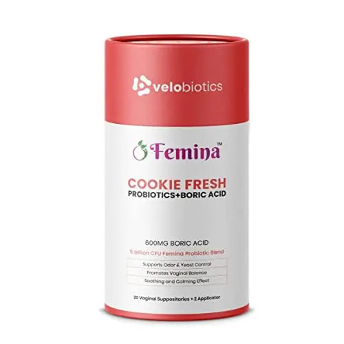 Femina Probiotics Cookie Fresh with 600mg Boric Acid for BV Control 20-Count with Applicator Velobiotics Au supplements