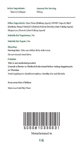 Nature's Vitality's Marine Collagen Capsules 400mg 180 Capsules 6 Months Supply Suitable Nature's Vitality's Au supplements