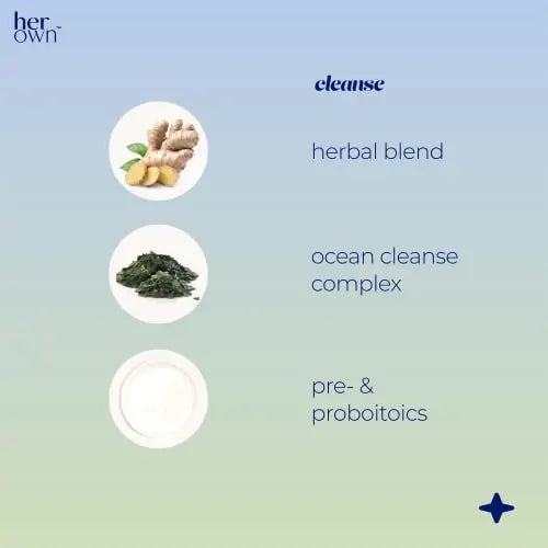 her own Cleanse, Gentle Detox, Supports Healthy Gut, Ocean Algae Cleanse, Prebiotic/Probiotic Blend her own Au supplements