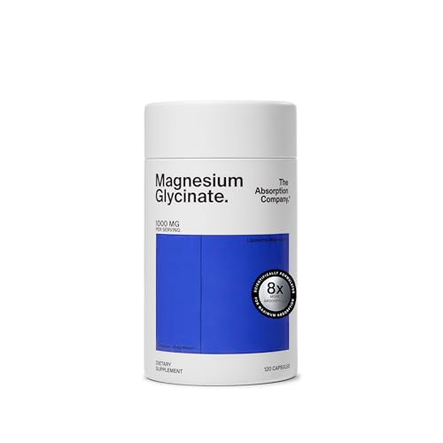 Magnesium Glycinate 1000mg - Liposomal Magnesium Bisglycinate for Max Absorption - Extra Strength to Support Body and Mind, Non-Laxative, Vegan, Gluten-Free - 120 Capsules The Absorption Company Au supplements