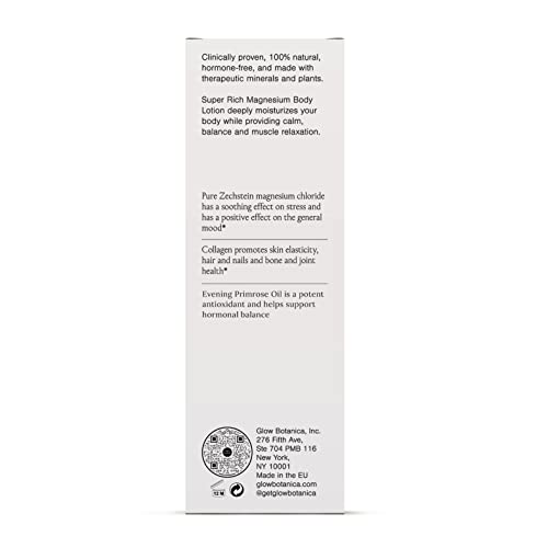 Glow by Hormone University - Magnesium Lotion with Collagen - Magnesium Cream - Bedtime Routine Sleep Lotion - The Highest Concentration of Genuine Zechstein Magnesium Chloride (Pack of 1) Glow Botanica Au supplements