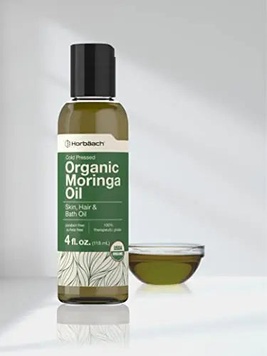 Organic Moringa Oil | 4 fl oz | for Face, Hair, and Skin | 100% Therapeutic Grade | Paraben Horbäach Au supplements