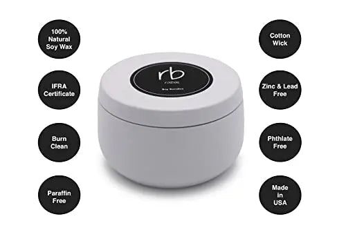Rosbas Candle, Fraser Fir Scented, Natural Soy Wax, White Metallic Tin, 6 oz, Cotton Wick, Long Burn Time rosbas Au supplements