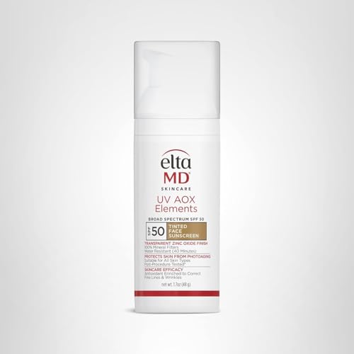 EltaMD UV AOX Elements Tinted Mineral Face Sunscreen Lotion, Tinted Moisturizer for Face SPF 50 with Antioxidants, For Dry Sensitive Skin 1.7 oz Pump