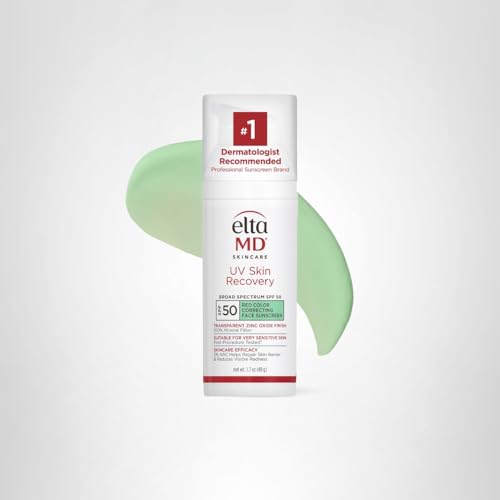 EltaMD UV Skin Recovery Green Tint 100% Mineral Sunscreen, SPF 50, Redness Correcting