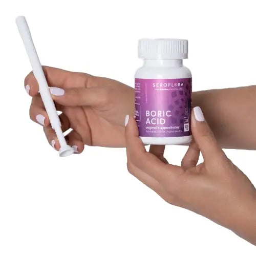 Boric Acid Vaginal Suppositories (28ct) with Disposable Vaginal Suppository Applicators (14ct) Seroflora Au supplements