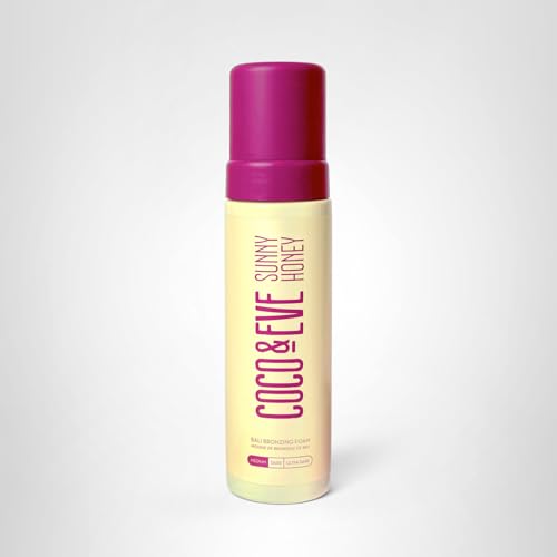 Coco & Eve Sunny Honey Self Tanner Foam - (Medium) Fast Drying, Streak-Free Sunless Tanning Mousse, Tropically Scented Lightweight Natural Looking Tan