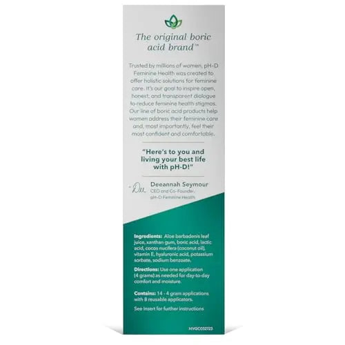 Boric Acid Moisturizing Vaginal Gel with Hyaluronic Acid, Vitamin E for Vaginal Dryness by pH-D pH-D Feminine Health Support Au supplements