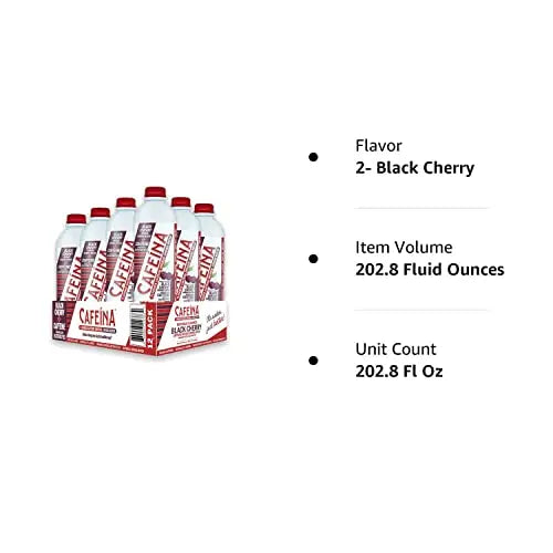 Cafeina - Naturally Flavored Black Cherry Caffeinated Spring Water (12 Pack) - 100mg Caffeine CAFEINA Au supplements