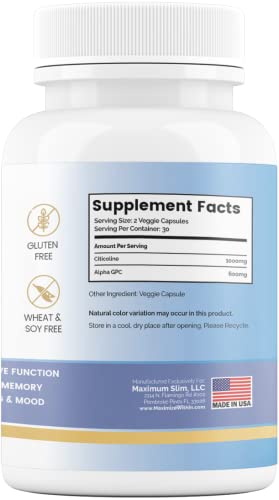 Maximize Within Alpha GPC + Citicoline 60 Ct, 1600mg Concentrated Formula- 99%+Highly Purified & Bioavailable Nootropic-Cognitive Enhancer, Supports Memory, Brain Function, Boosts Focus, Mood & Energy Maximize Within Au supplements