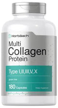 Multi Collagen Protein 2000 mg | 180 Capsules | Type I, II, III, V, X | Collagen Peptide Pills Horbäach Au supplements