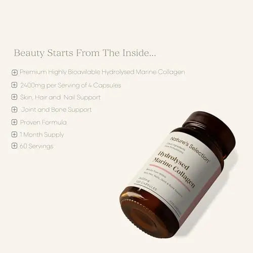 Pure Hydrolysed Marine Collagen Capsules 2400mg - Collagen Tablets High Strength Collagen Nature's Selection Au supplements