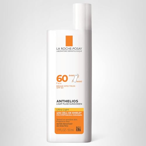 La Roche-Posay Anthelios Light Fluid Facial Sunscreen SPF 60, Lightweight Sunscreen For Face, Fluid Texture, Broad Spectrum SPF + Antioxidants