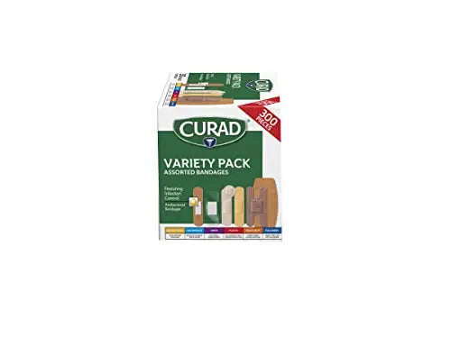 Curad Assorted Bandages Variety Pack 300 Pieces, Including Antibacterial Curad Au supplements