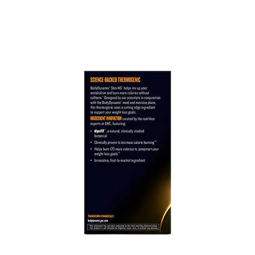 BodyDynamix Slim NS | Non-Stim Thermogenic | 60 Count GNC Au supplements