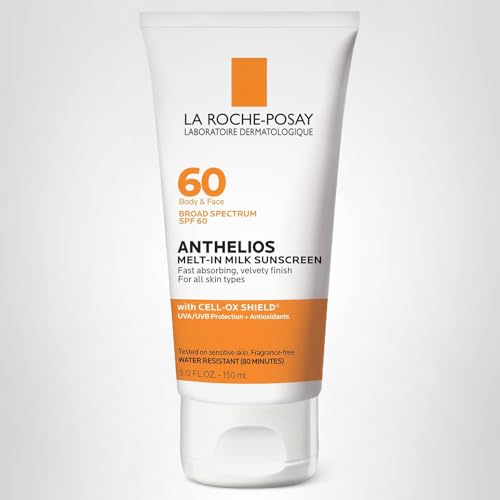 La Roche-Posay Anthelios Melt-In Milk Sunscreen SPF 60, Sunscreen For Body & Face, Broad Spectrum SPF + Antioxidants, Oil Free