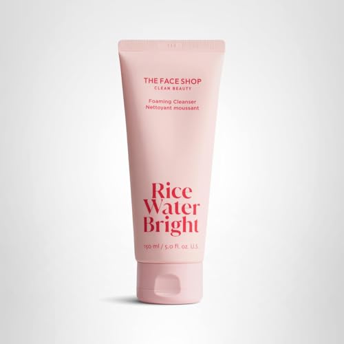 The Face Shop Rice Water Bright Foaming Facial Cleanser with Ceramide, Gentle Face Wash for Hydrating & Moisturizing,