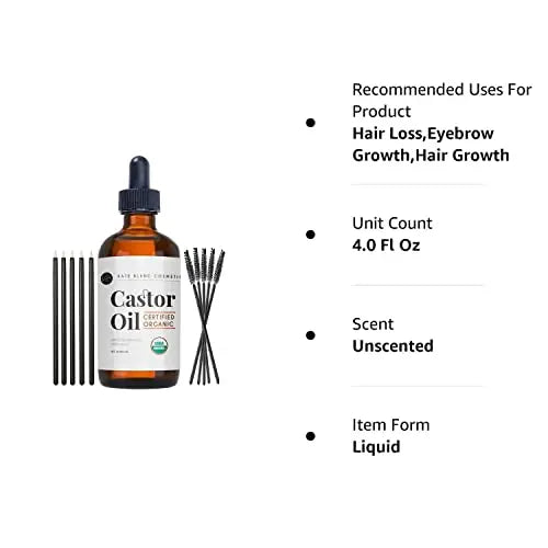 Kate Blanc Cosmetics Organic Castor Oil (4oz). 100% Pure, Cold Pressed, Hexane Free in a Glass Bottle Kate Blanc Cosmetics Au supplements