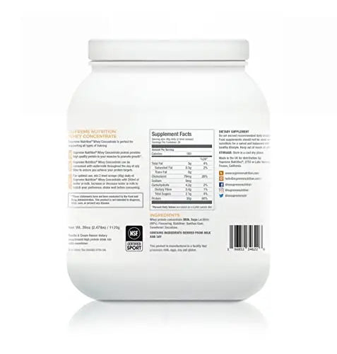 Supreme Nutrition Whey Protein Concentrate | 1.12kg - 28 Servings | 30g of Protein Per Serving Supreme Nutrition Au supplements