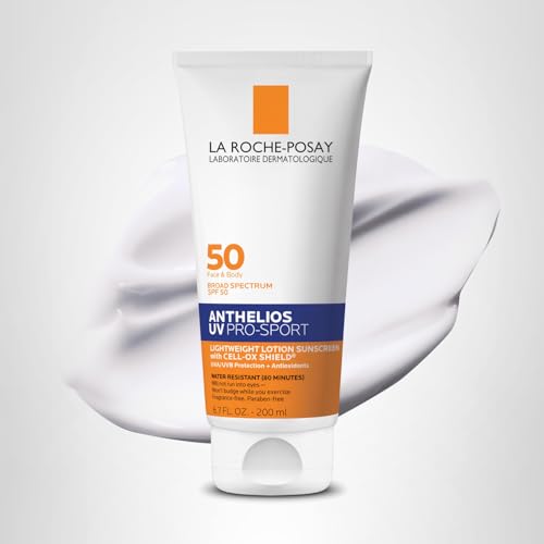 La Roche-Posay Anthelios UV Pro-Sport SPF 50 Sunscreen for Face & Body, Water & Sweat Resistant with Non-Drip Formula, Invisible Broad Spectrum Sunscreen Lotion