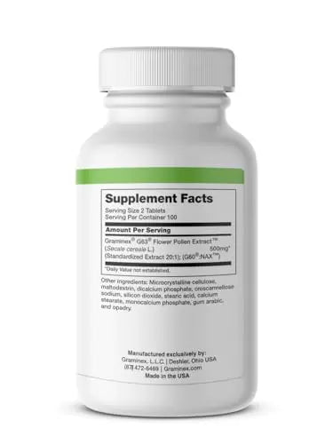 Graminex PollenAid Prostate Supplement: All Natural Prostate Support for Bladder Control & Urinary Tract Health, Rye Pollen Extract Made in USA, 200 Tablets Graminex Au supplements