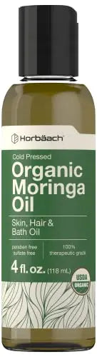 Organic Moringa Oil | 4 fl oz | for Face, Hair, and Skin | 100% Therapeutic Grade | Paraben Horbäach Au supplements