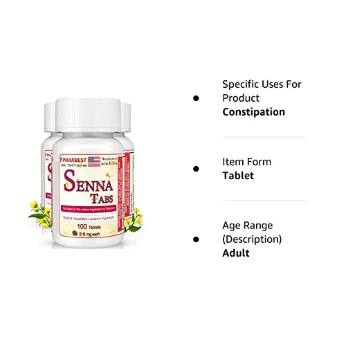 Senna Tablets 100 Ct. | Natural Vegetable Laxative [Made in USA] | Laxatives for Constipation Ulai Au supplements