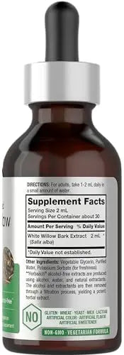 White Willow Bark Extract | 2 fl oz | Alcohol Free Liquid Tincture | Super Concentrated Horbäach Au supplements