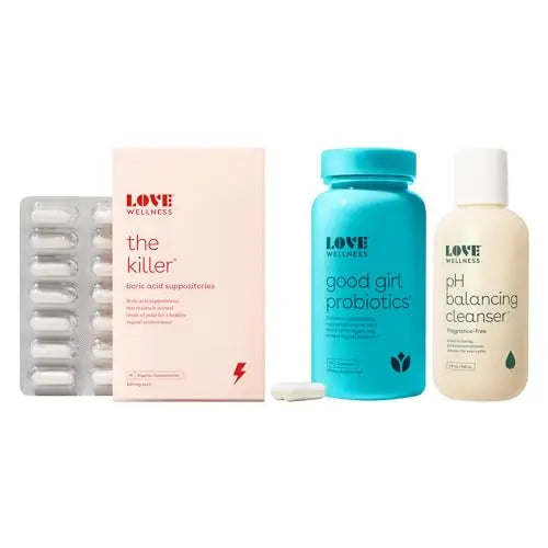 Love Wellness The Killer, Good Girl Probiotics, pH Balancing Cleanser | Boric Acid Suppositories Love Wellness Au supplements