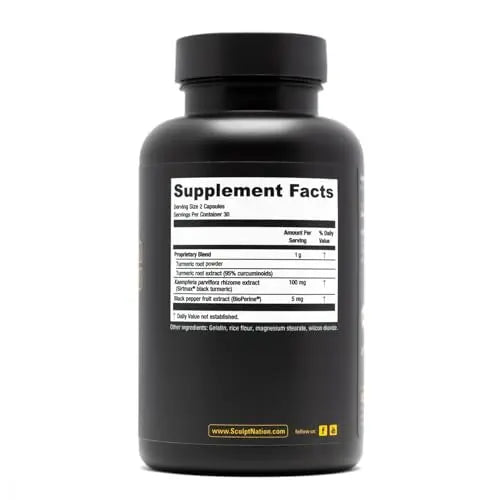 Sculpt Nation Powerful Turmeric Supplement - Turmeric Curcumin with Black Sculpt Nation Au supplements