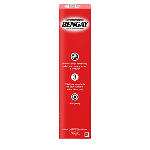 Bengay Ultra Strength Topical Pain Relief Cream, Non-Greasy Topical Analgesic for Minor Arthritis, Muscle, Joint and Back Pain, Camphor, Menthol and Methyl Salicylate, 4 OZ Bengay Au supplements