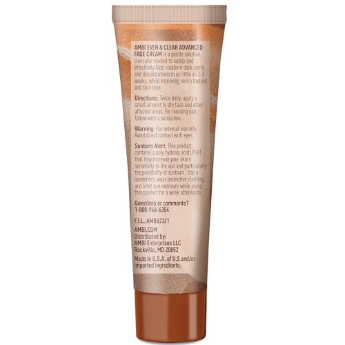 Ambi Even & Clear Advanced Fade Cream, Hydroquinone-free, Hyperpigmentation Treatment, Stubborn Dark Spot Corrector, Results In As Little As 2-3 Weeks