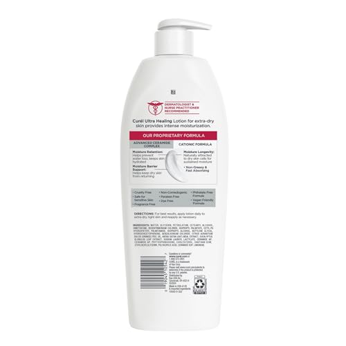 Curel Ultra Healing Intensive Fragrance-Free Lotion For Extra-Dry Skin, Dermatologist Recommended, Ideal for Sensitive Skin