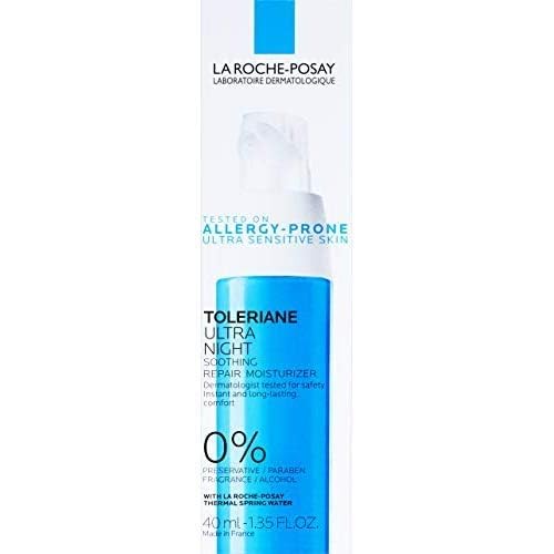 La Roche-Posay Toleriane Dermallergo Night Cream for Face, Intense Soothing Moisturizer with Vitamin E, Allergy Tested