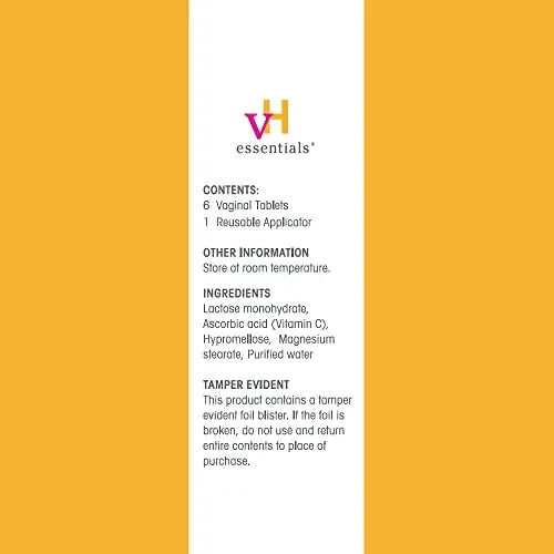 vH essentials Vitamin C Vaginal Tablet | Boric Acid Suppository Alternative | Supports Healthy pH and Eliminates vH essentials Au supplements