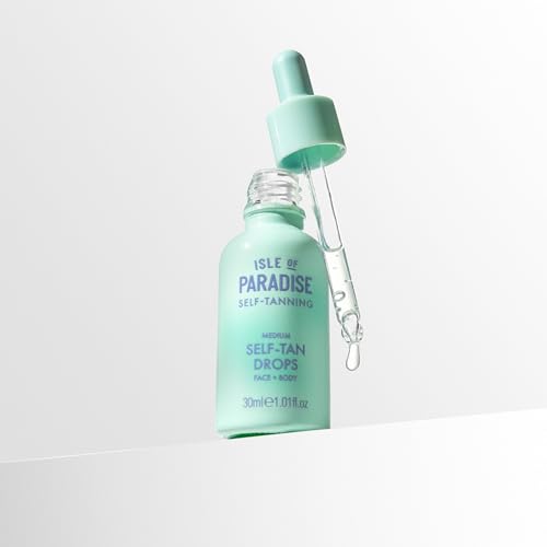 Isle of Paradise Self Tanning Face & Body Drops- Medium, Self Tanner Drops for a Natural Bronze, Long-lasting Tan