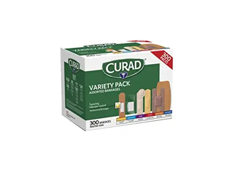 Curad Assorted Bandages Variety Pack 300 Pieces, Including Antibacterial Curad Au supplements