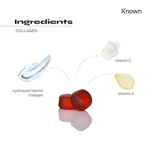 Marine Collagen Gummies by Known Nutrition with Vitamin C | 60 One-a-Day 500mg Hydrolysed Marine Collagen Gummies Known Au supplements