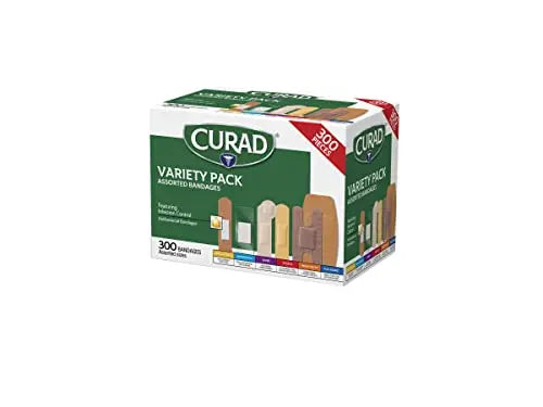 Curad Assorted Bandages Variety Pack 300 Pieces, Including Antibacterial Curad Au supplements