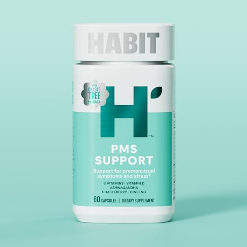 Habit PMS Support Supplement for Women (60 Capsules) - Supports Premenstrual Symptoms & Stress, Hormone Balance, Mood, B Vitamins, Vitamin D, Chasteberry, Ashwagandha, Gluten-Free, Non-GMO (1 Pack) H' Habit Au supplements