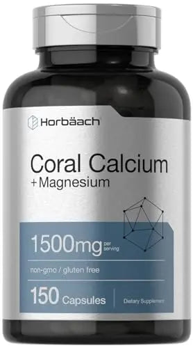 Coral Calcium 1500mg 150 Capsules | Plus Magnesium | Non-GMO, Gluten Free Supplement Horbäach Au supplements