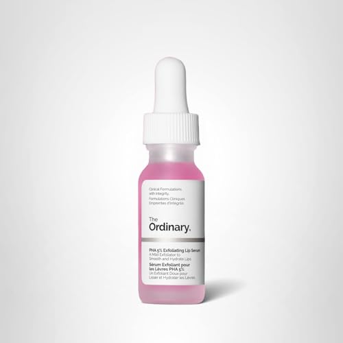The Ordinary PHA 5% Exfoliating Lip Serum, Hydrating Overnight Lip Exfoliator Treatment, 0.5 Fl Oz
