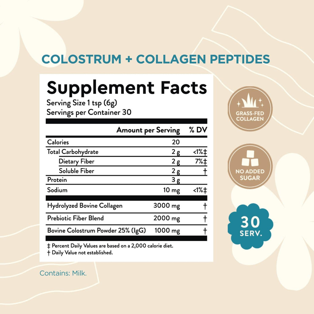 360 Nutrition Blends with Benefits Bovine Colostrum + Collagen Peptides Powder for Gut Health, Hair & Skin Beauty, Immune Support | Grass-Fed, No Added Sugar, Unflavored 6 oz - TrustMedUSA