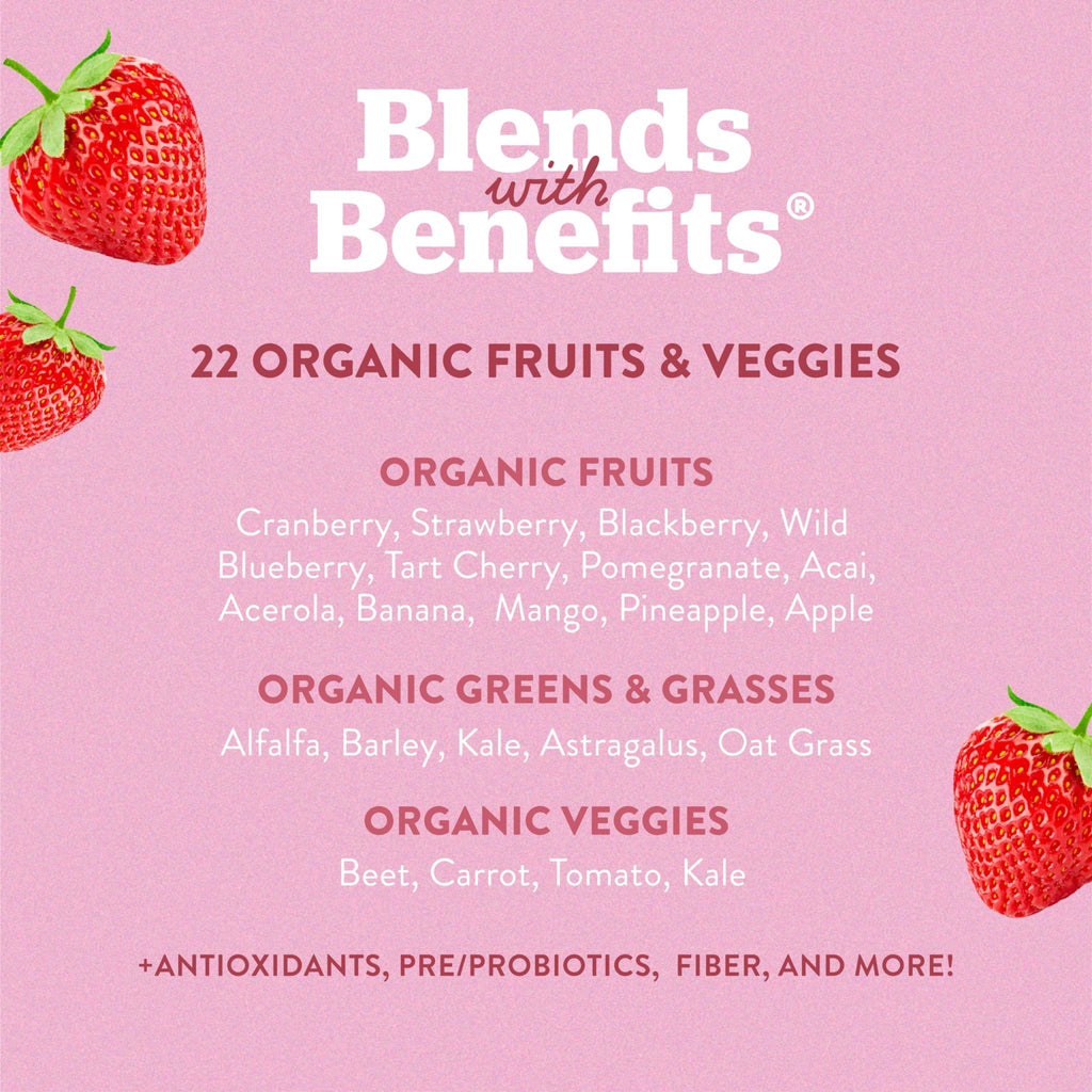 360 Nutrition Blends with Benefits Reds & Superfoods for Natural Antioxidants and Polyphenols, with Fruits & Veggies, Probiotics Digestion, Daily Energy - Berries & Cream - 30 Servings - TrustMedUSA