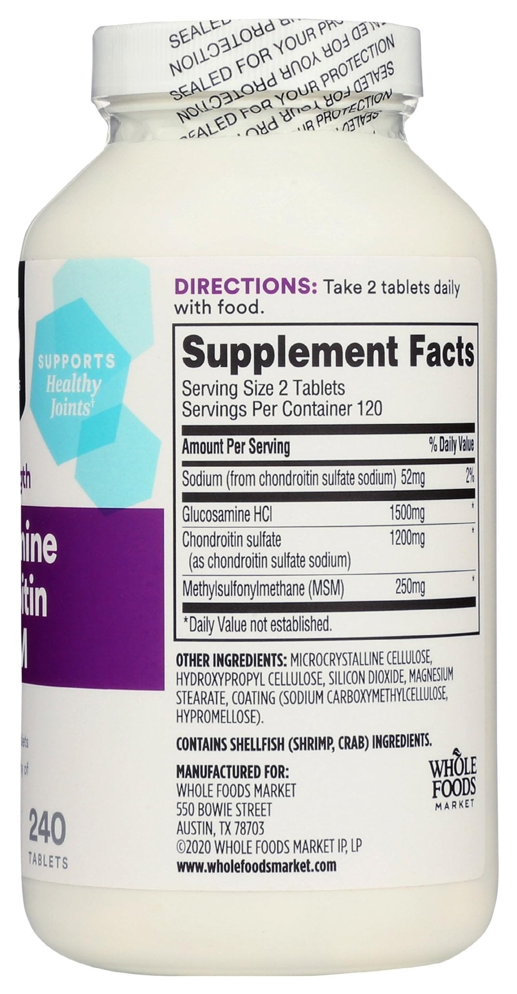 365 by Whole Foods Market, Glucosamine Chondroitin X Strength MSM, 240 Tablets - TrustMedUSA