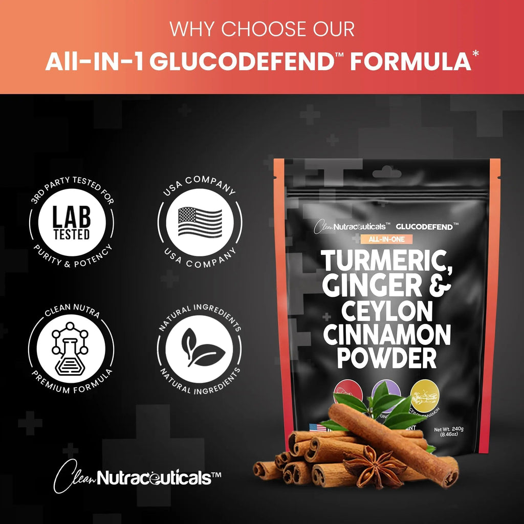 3in1 Turmeric Curcumin Ginger Root & Ceylon Cinnamon Powder Suppleme - TrustMedUSA
