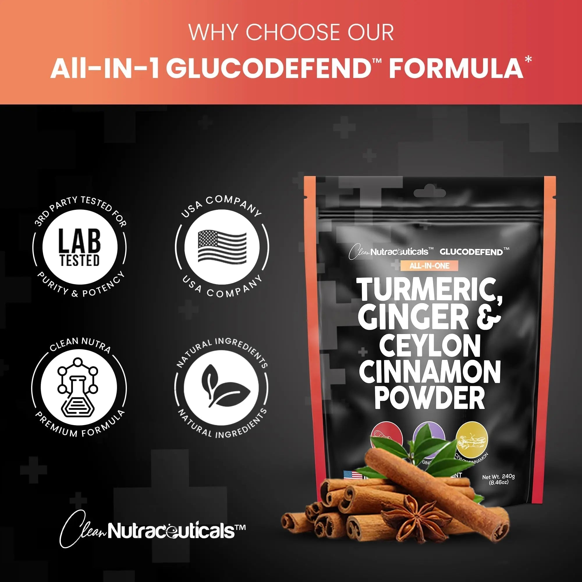 3in1 Turmeric Curcumin Ginger Root & Ceylon Cinnamon Powder Suppleme - TrustMedUSA