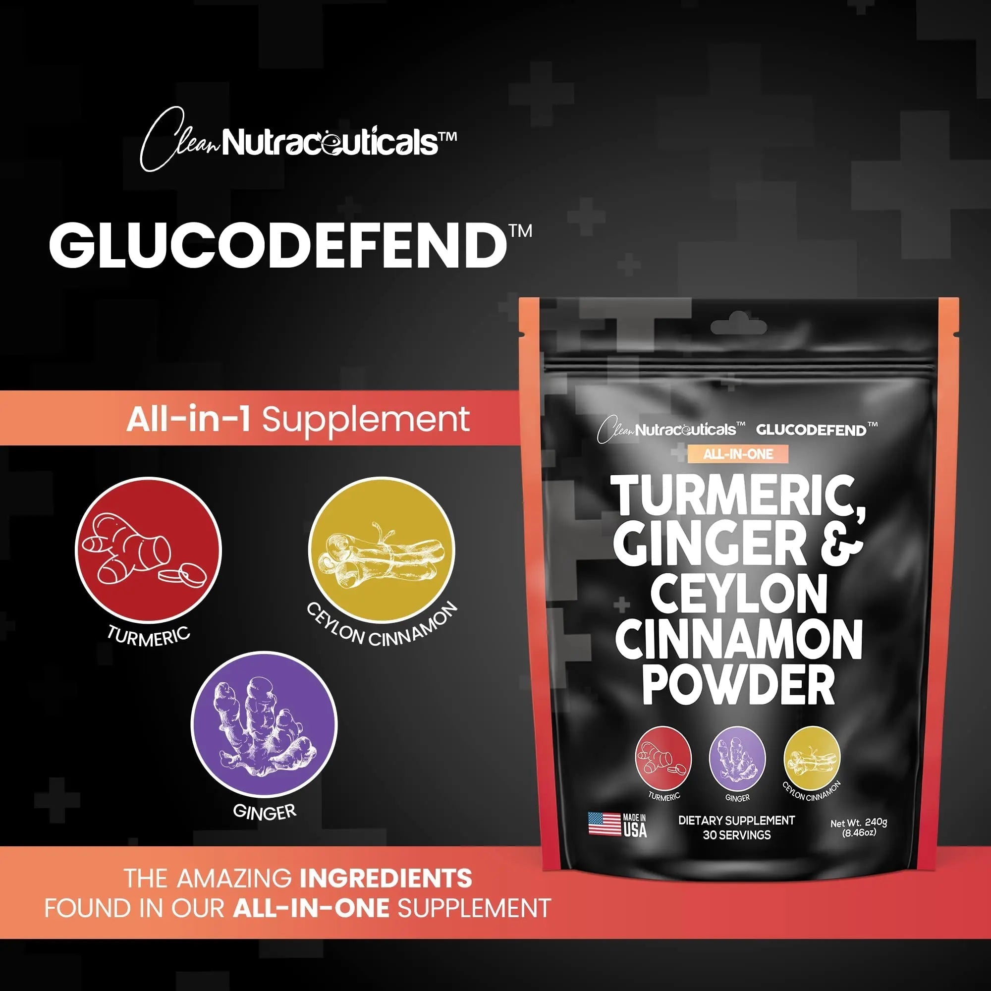 3in1 Turmeric Curcumin Ginger Root & Ceylon Cinnamon Powder Suppleme - TrustMedUSA