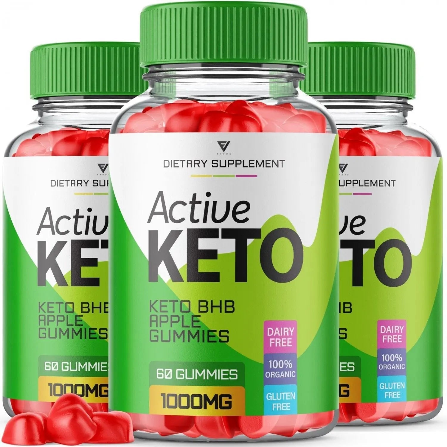 3x Active Keto BHB ACV Gummies 1000MG Apple Cider Vinegar (180 Gummies) - TrustMedUSA
