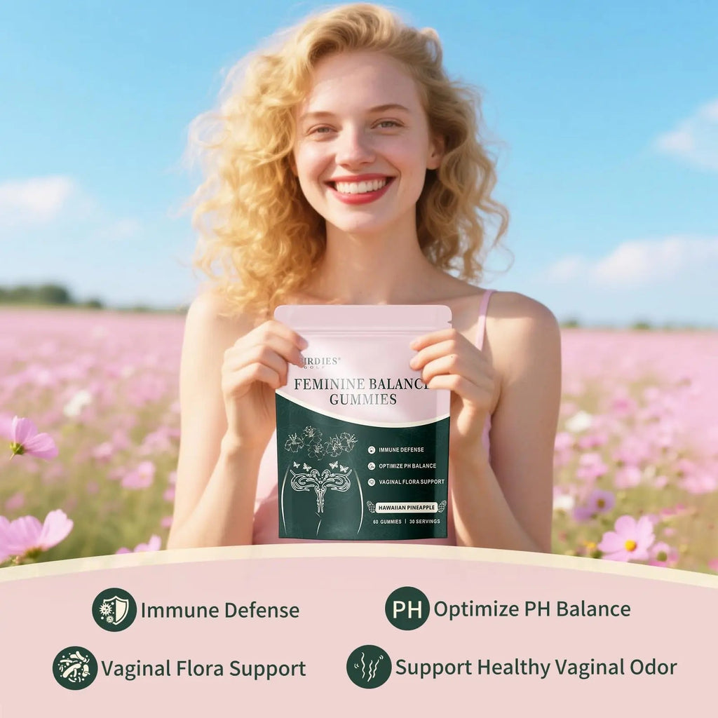 4 BIRDIES GOLF Premium Feminine Balance Gummies for Women's Health, Hawaiian Pineapple Gummies for Women Vaginal Probiotic & pH Balance Support - Vegan - Healthy Odor - Gluten-Free - 60 Count - TrustMedUSA